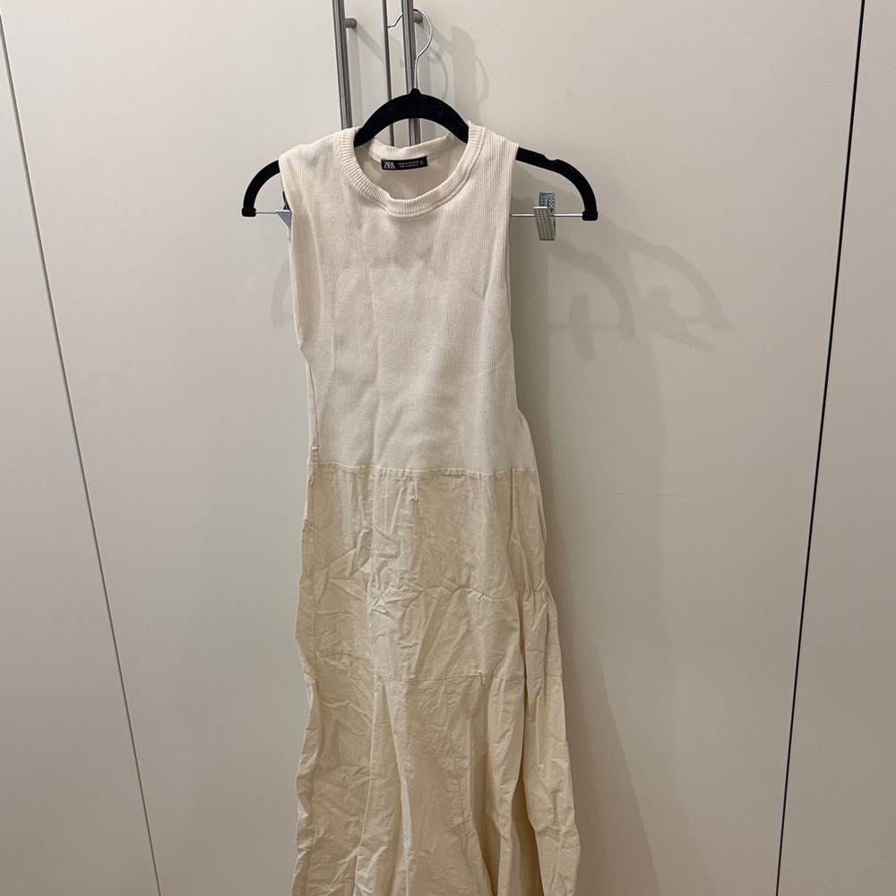 Zara Ribbed Cream dress